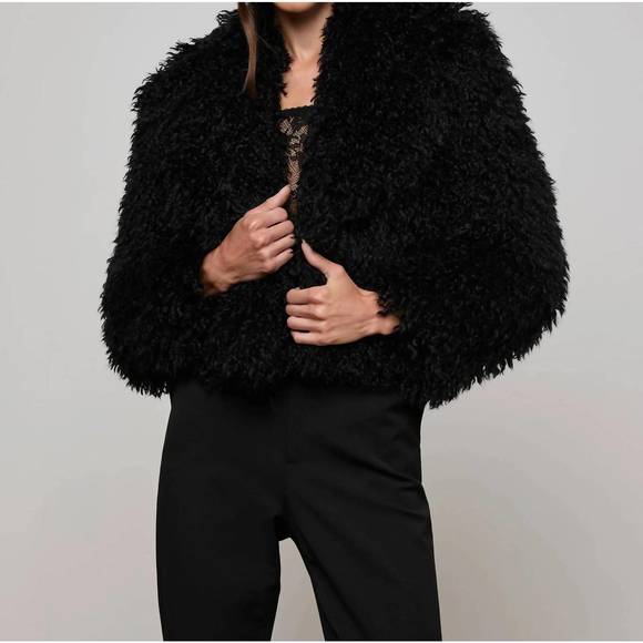 L'AGENCE Jackets & Blazers - NEW L'AGENCE aura cropped faux fur jacket in black